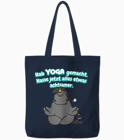 Pummeleinhorn -Yoga Grummeleinhorn Witzig Tote Bags - Navy