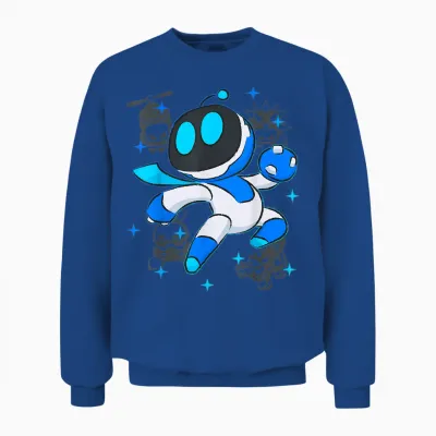 Astrobot Playstation's Astro Bot Fighting Enemies in Space Unisex Sweatshirt - Royal