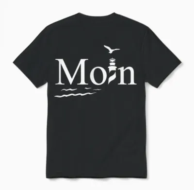 Maritimes Moin Mit Leuchtturm Und Möwe Unisex T-Shirt - Black