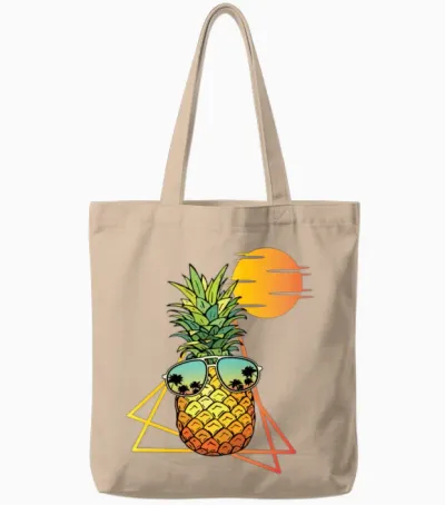 80's Retro Pineapple Tote Bags - Natural
