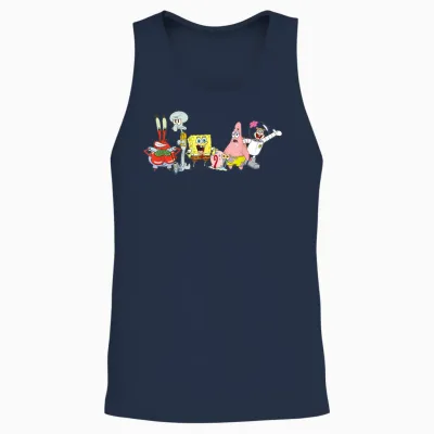 Sponge Bob Cast Group Unisex Tank Top - Navy