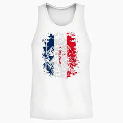 Soldat Avec Drapeau Français Et Croix De Lorraine T-Shirt Haut De Gamme Unisex Tank Top - White