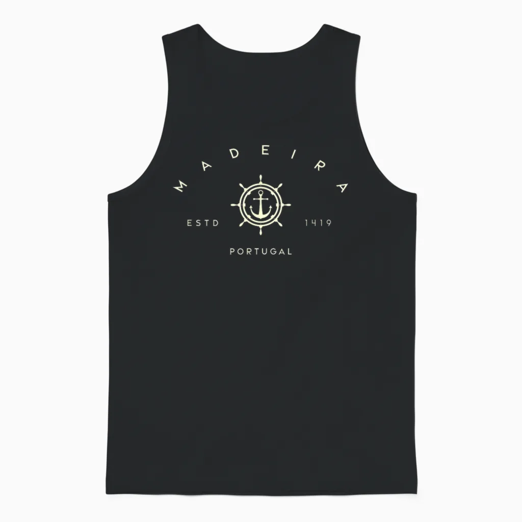 Madeira Portugal - Madeira Portugal Anchor Unisex Tank Top in Black