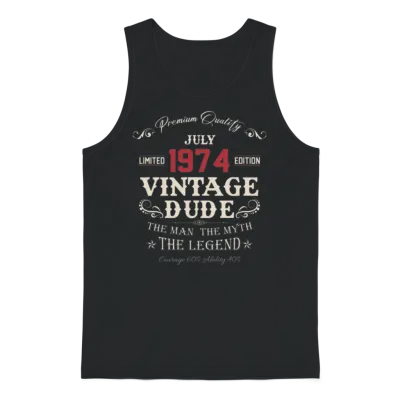 July 1974 Vintage Birthday Present Unisex Tank Top - Black