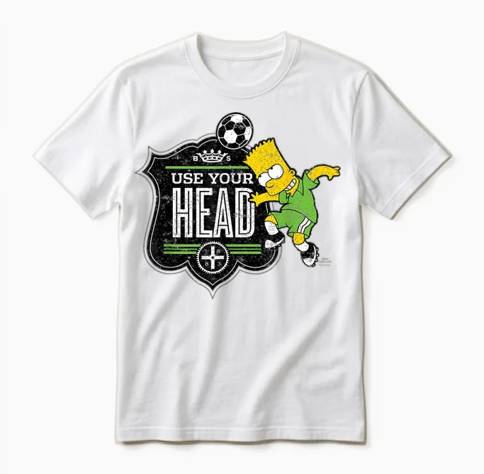 The Simpsons Soccer Bart Simpson Use Your Head Unisex T-Shirt in White