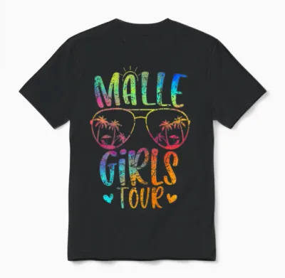 Malle Girls Tour Mädelsabend Mallorca Party Urlaub Unisex T-Shirt - Black