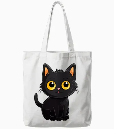 Black Cat Tote Bags - White