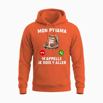 Humor Pyjama M'appelle Nap Night Bed Go Sleep Hour T-Shirt, Black, S Unisex Hoodie - Orange