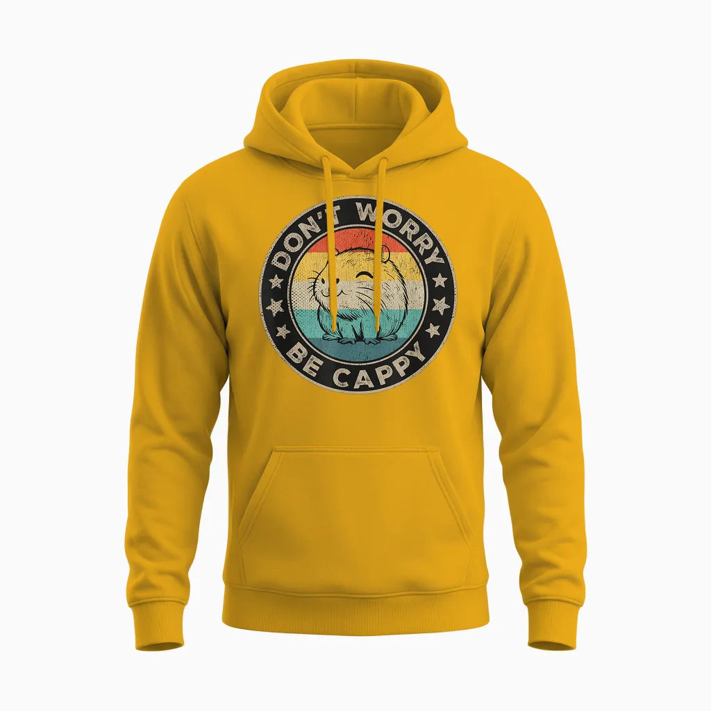 Dont Worry Be Cappy Damen Wasserschwein Herren Capybara Unisex Hoodie in Gold