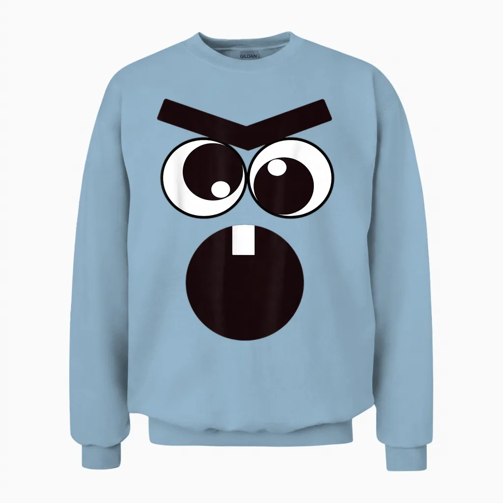 Creepy Carrots Face Halloween Costume Unisex Sweatshirt in Light Blue