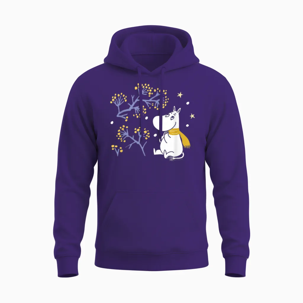 Moomin Moomintroll Look the Snow Winter T-Shirt, Black, S Unisex Hoodie in Purple