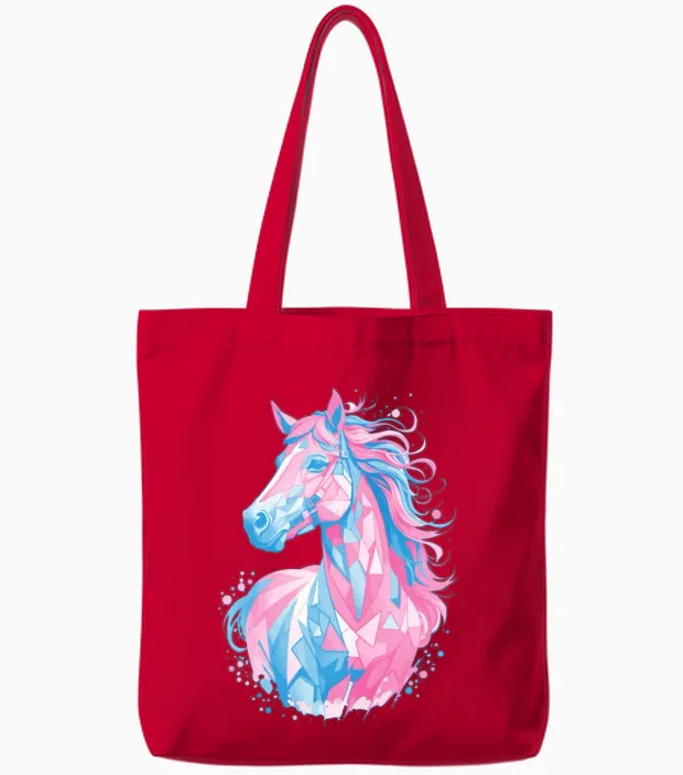 Sweet Horse Design - Colorful Horse Silhouette Tote Bags in Red