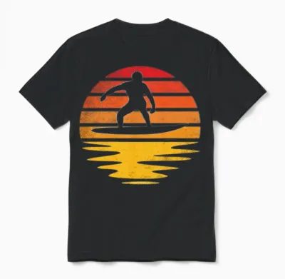 Surfing Retro Unisex T-Shirt - Black
