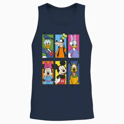 Disney Mickey and Friends Group Shot Panels Unisex Tank Top - Navy