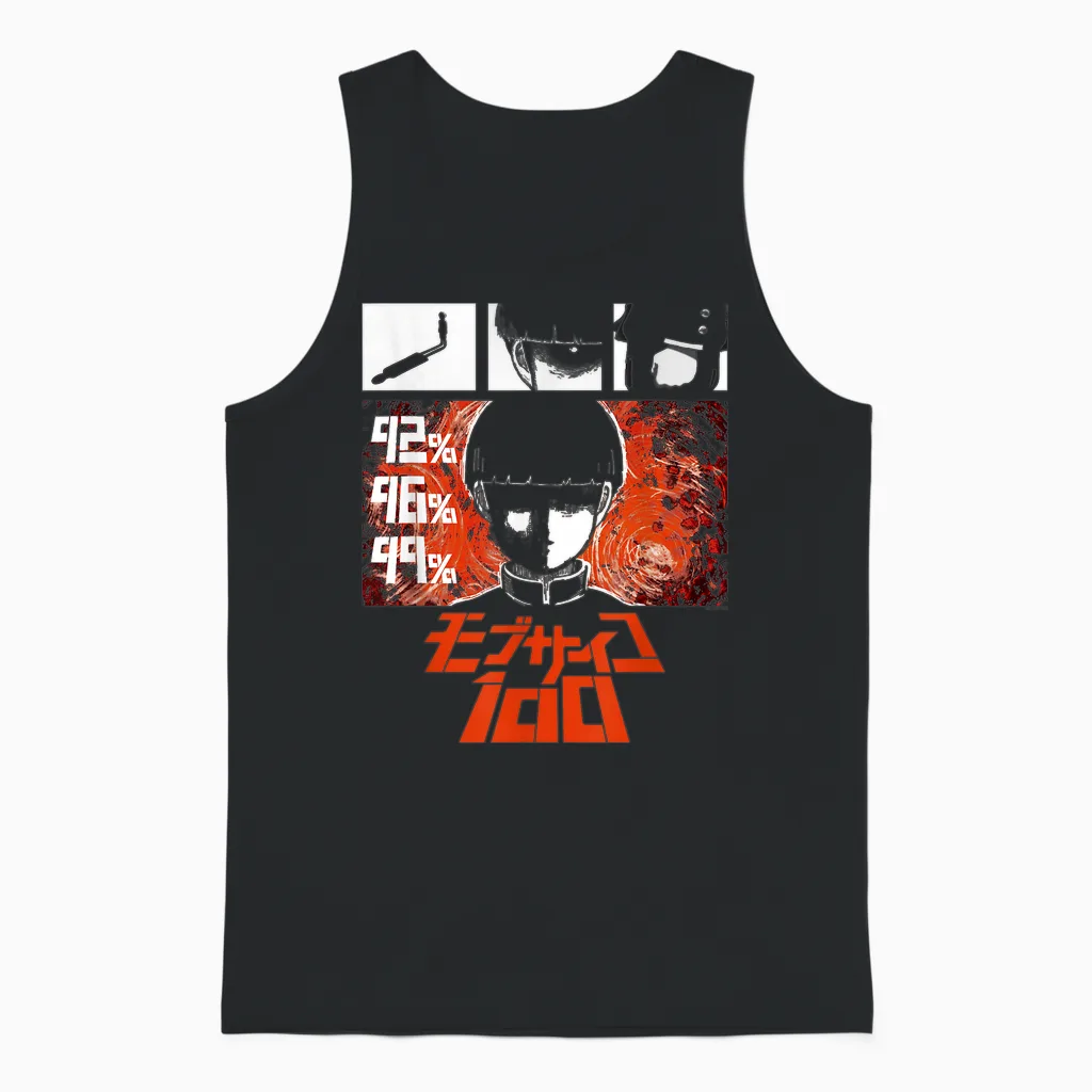 Mob Psycho 100 Emotion Power Percentage Collage Anime Unisex Tank Top in Black