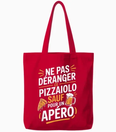 Pizzaiolo Men's Aperitif Humour Gift Idea Pizza Funny Beer Tote Bags - Red