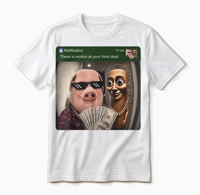 There Is Motion at Your Front Door Tung Tung Tung John Pork Unisex T-Shirt in White