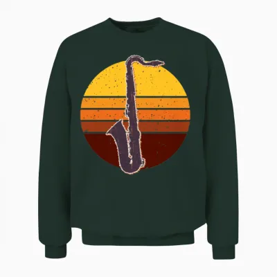 Saxophone Retro Unisex Sweatshirt - Forest
