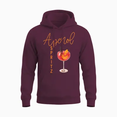 Orange Spritz Watercolour Drink Summer Cocktail Gift T-Shirt, Black, S Unisex Hoodie - Maroon
