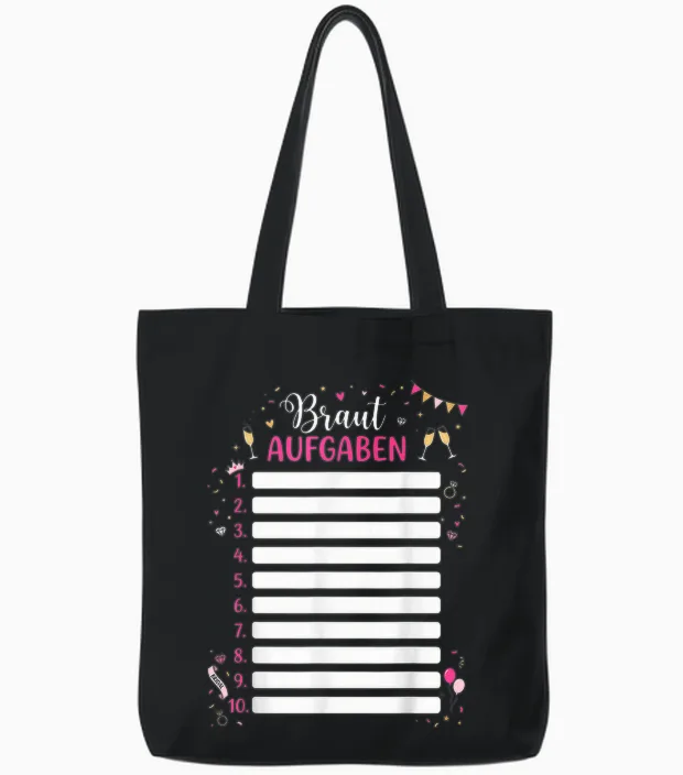 Braut Aufgaben Jga Frauen Junggeselllinnenabschied Tote Bags in Black