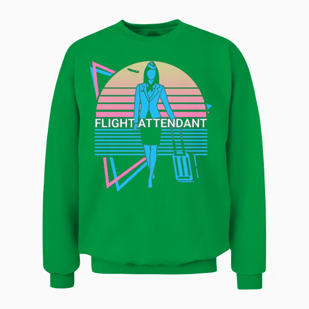 Flight Attendant Retro Unisex Sweatshirt in Irish Green