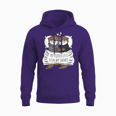 Official Sleep Shirt Cute Otter Couple Sleep T-Shirt, Black Unisex Hoodie - Purple