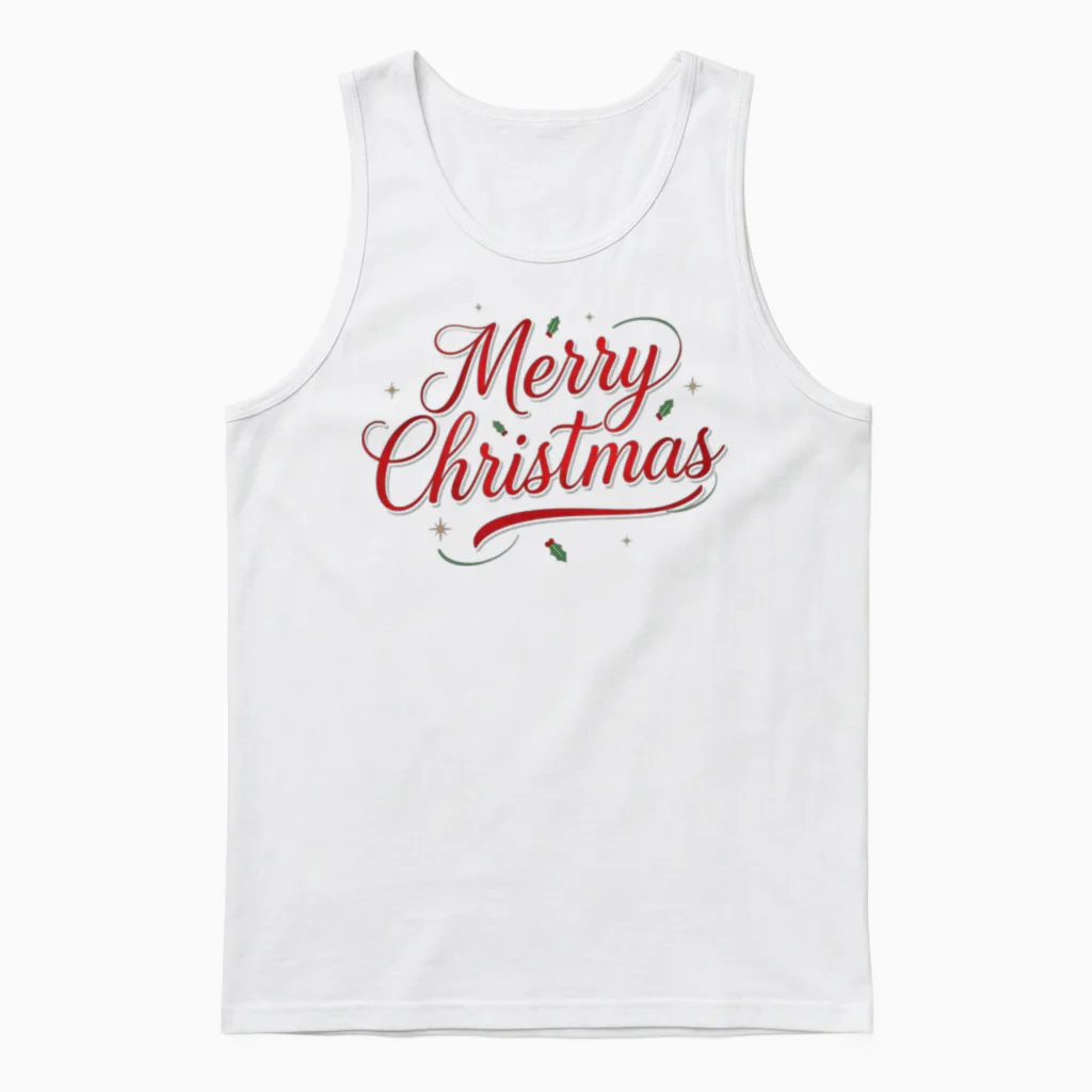 Merry Christmas Unisex Tank Top in White