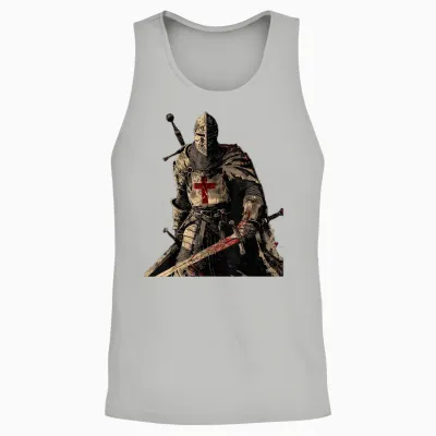 Knight Templar Christian Warrior of God Crusader Gift T-Shirt, Black, S Unisex Tank Top - Ash