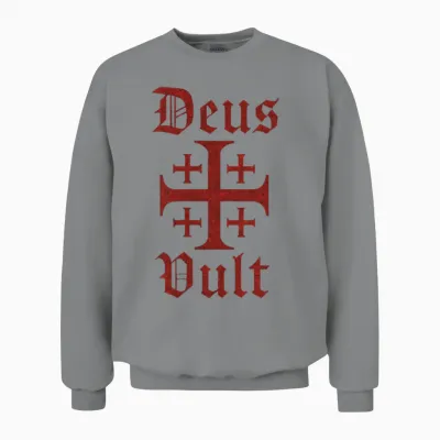 Catholic Deus Vult - Cross Jerusalem Unisex Sweatshirt - Sport Grey