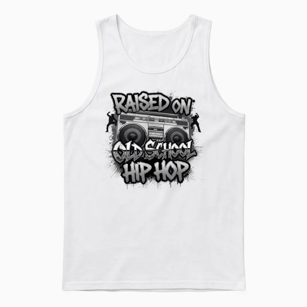Hiphop Gift Rapper Boys Music Freestyle Beatbox T-Shirt, Black Unisex Tank Top in White
