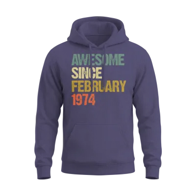 Groovy Retro Awesome Since February 1974 Unisex Hoodie - Heather Sport Dark Navy