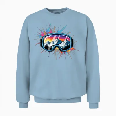 Ski Goggles Apres Ski Party Crew Snow Skiing Ski Unisex Sweatshirt - Light Blue