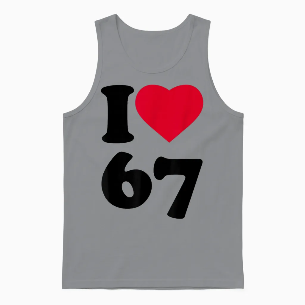 I Love Heart 6-7 Meme Dominosix-Seven Funny 67 Gen Z Alpha Unisex Tank Top in Sport Grey