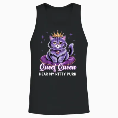 Funny Queef Queen Cat Inappropriate Dirty Adult Humor Jokes Unisex Tank Top - Black