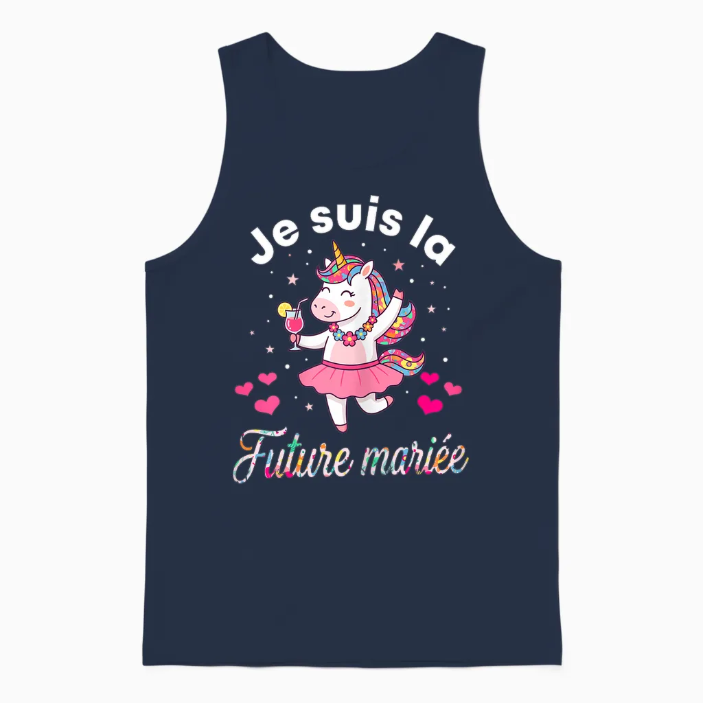 Je Suis La Future Mariée Mariage Femme Licorne Unisex Tank Top in Navy