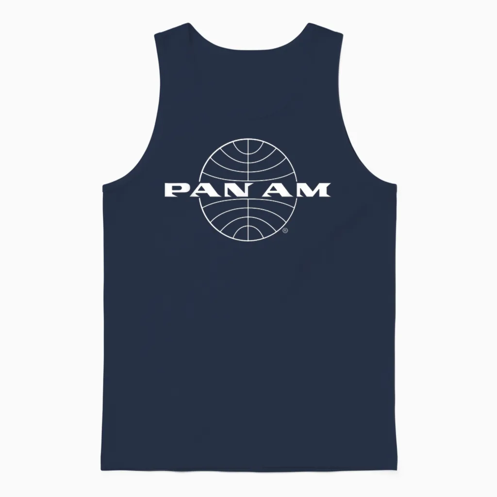 Pan Am Classic Weißes Logo Unisex Tank Top in Navy