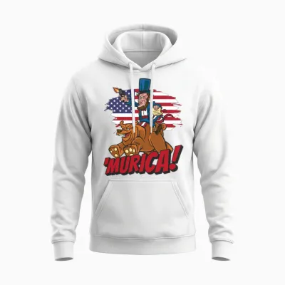 Patriotic President Abraham Lincoln Murica Unisex Hoodie - White