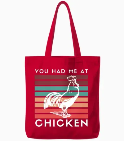 Funny Vintage Retro Chicken Tote Bags - Red