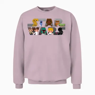 Star Wars Logo Kawaii Multi-Character Unisex Sweatshirt - Light Pink
