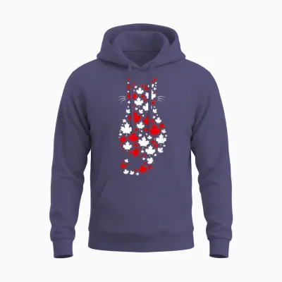 Chat Fête Du Canada Drapeau Canadien Drôle Canada Unisex Hoodie - Heather Sport Dark Navy