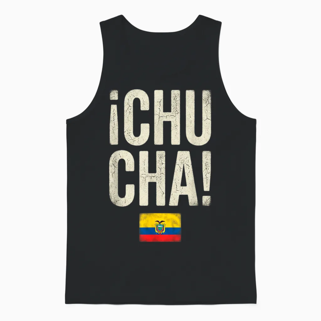 Ecuador Flag Chucha Vintage Graphic Unisex Tank Top in Black