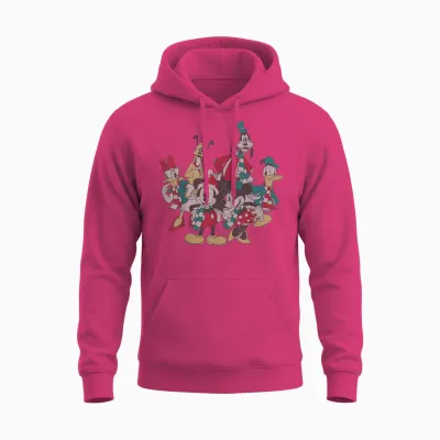 Disney Mickey and Friends Christmas Vintage Group Shot Unisex Hoodie - Heliconia