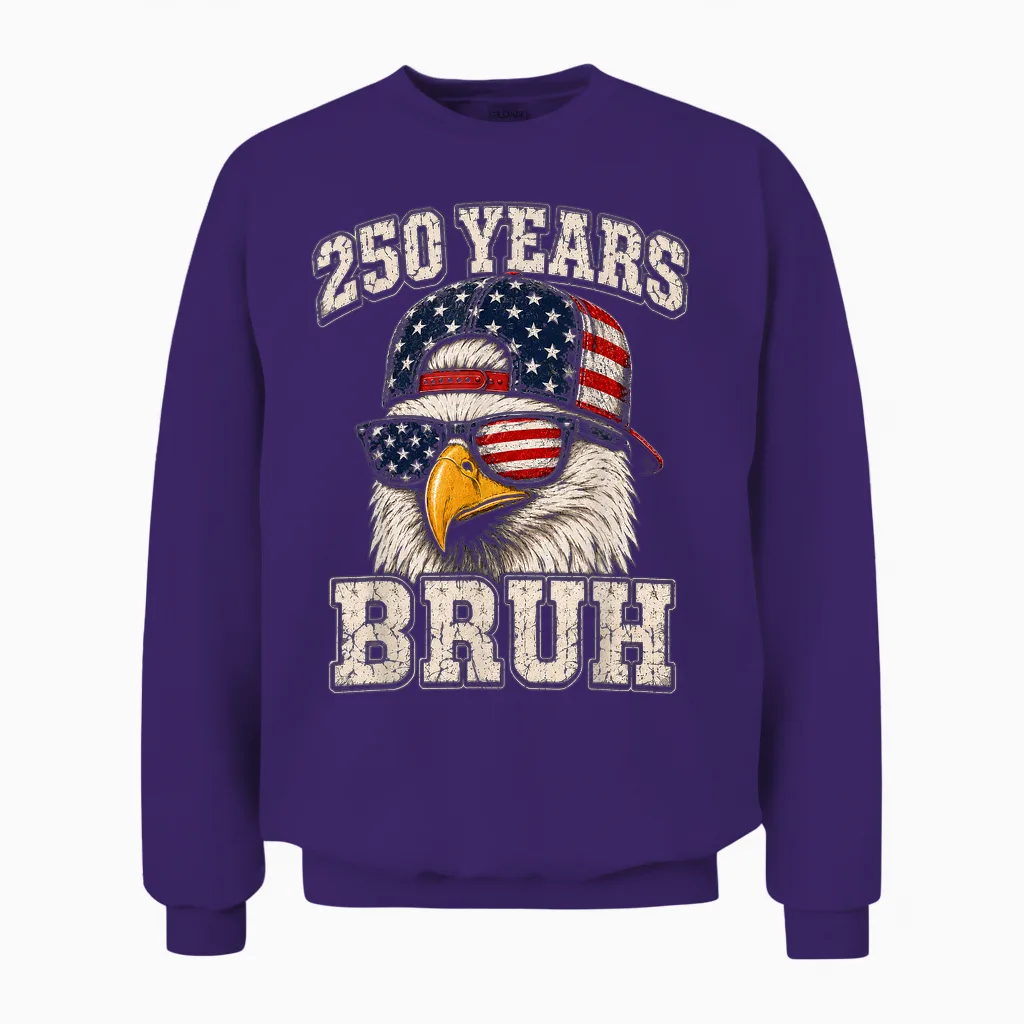 4th of July Boys Outfit Teen 250 Year American Anniversary Unisex Sweatshirt in Purple