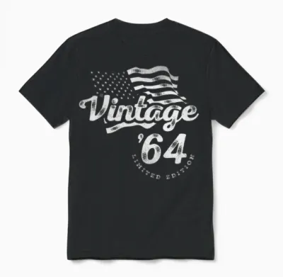 60th Birthday Vintage 1964 Gifts 60 Year Old Unisex T-Shirt - Black