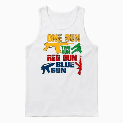 One Gun Two Gun Red Gun Blue Gun Unisex Tank Top - White