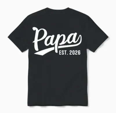 Papa 2026 Stolzer Papa Est 2026 Unisex T-Shirt - Black
