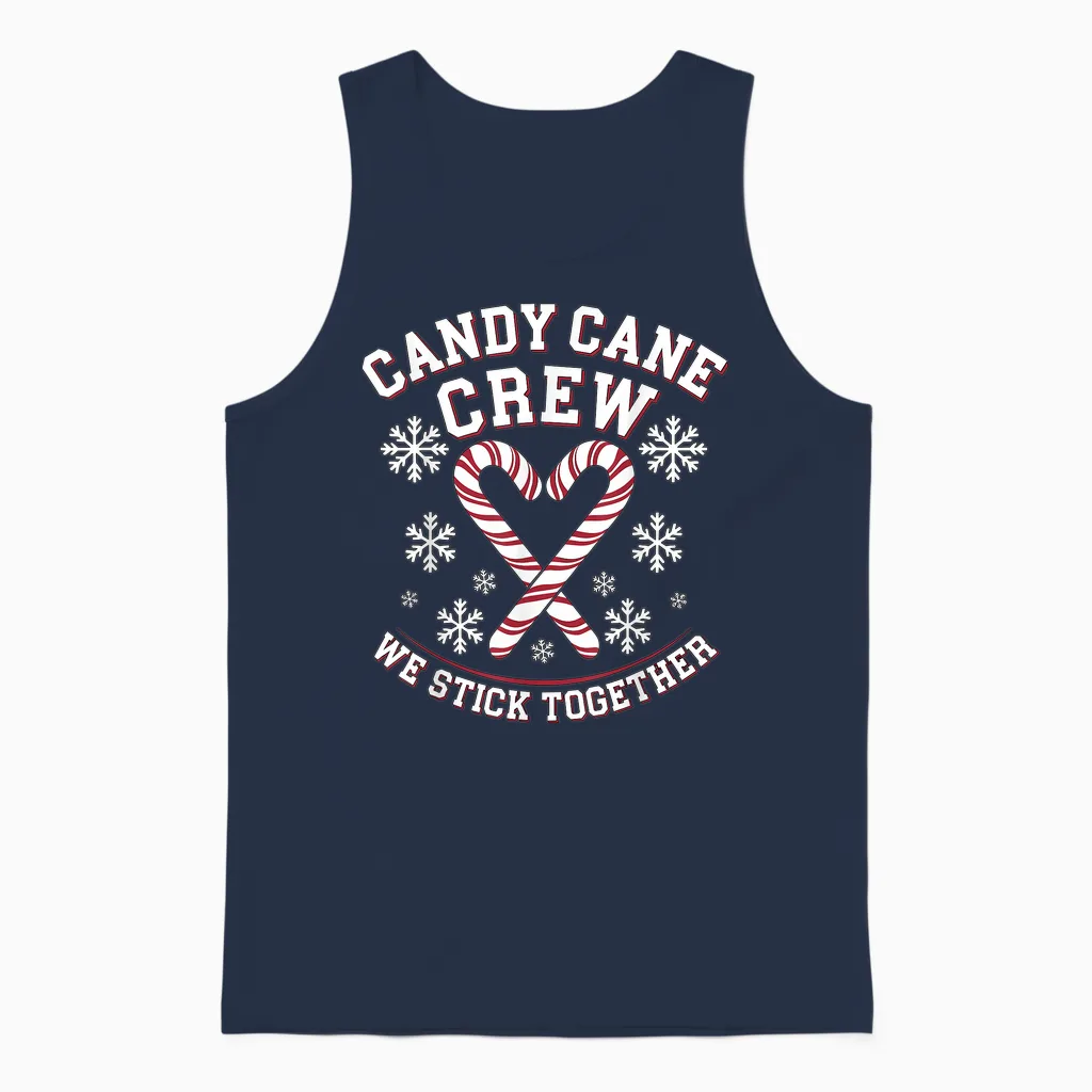 Candy Cane Crew We Stick Together Christmas Costume Xmas Unisex Tank Top in Navy