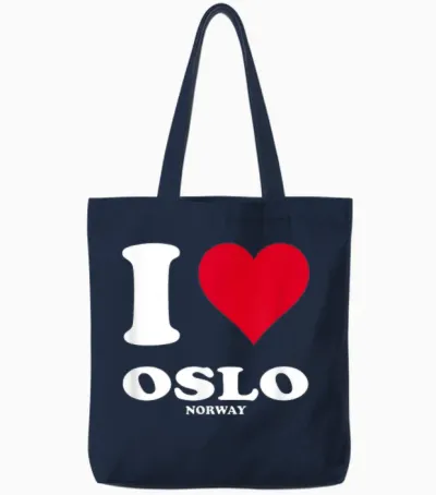 Red Heart I Love Oslo Tote Bags - Navy
