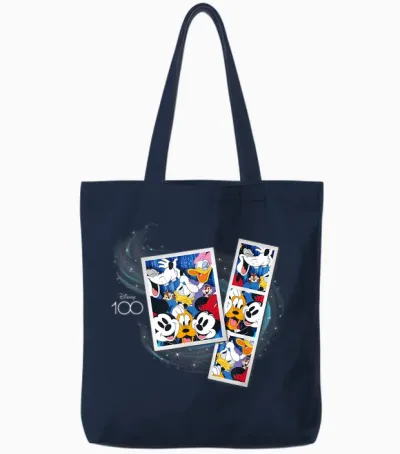 Disney 100 Anniversary Mickey and Pals Photo Booth D100 Tote Bags - Navy