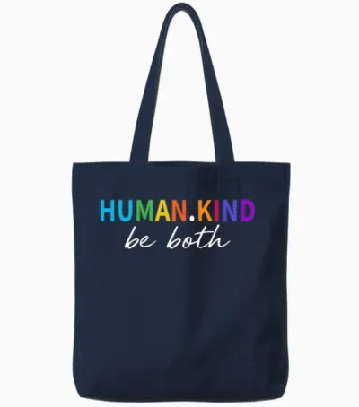 Human Kind Be Both Colorful Tote Bags - Navy